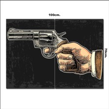 Bedeko Ahşap Tablo Revolver Tabanca 6 Patlar  70*100CM