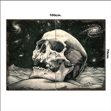 Bedeko Ahşap Tablo Gecedeki Kafatası Desenli 70*100CM