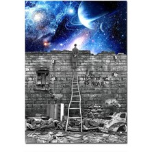 Bedeko Ahşap Tablo Uzaya Çıkan Merdiven Desenli Ahşap Tablo