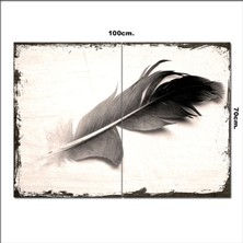 Bedeko Ahşap Tablo Siyah Kuş Tüyü Tarz 70*100CM