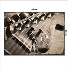 Bedeko Ahşap Tablo Gitar ve Telleri Şekilli 70*100CM