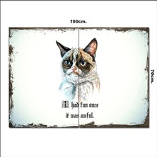 Bedeko Ahşap Tablo Üzgün Kedi  70*100CM