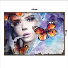 Bedeko Ahşap Tablo Kelebekli Kız  70*100CM