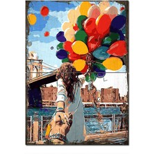 Bedeko Ahşap Tablo Retro Balon ve Sevgili Modern Mdf Tablo