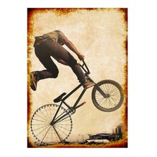 Bedeko Bmx ve Dönme Dolap Desenli Ahşap Tablo