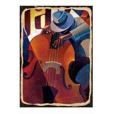Bedeko Jazz Müzik ve Konturbas Mdf Poster