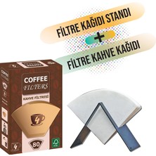 Vestron Filtre Kağıdı Tutucu Metal Stand ve Coffee Filters Filtre Kağıdı 80 Adet