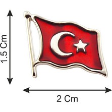 Anahtarlık Sepeti Türk Bayrağı Rölyef Dalgalı Rozet 2x1,5 cm - Nikel