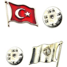 Anahtarlık Sepeti Türk Bayrağı Rölyef Dalgalı Rozet 2x1,5 cm - Nikel