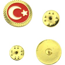 Anahtarlık Sepeti Türkiye Bayrak Kırmızı Beyaz Rozet 2 cm - Gold Görümümlü