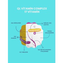 QL Saç Vitamini - Vitamin Complex - Biotin Keratin At Kuyruğu Selenyum Çinko Folik Asit Hair Vitamin 60 Tablet