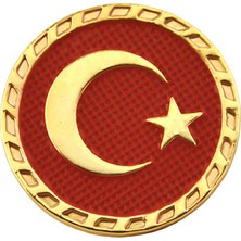 Anahtarlık Sepeti Türkiye Bayrak Kırmızı Rozet 2.5 cm - Gold Görümümlü