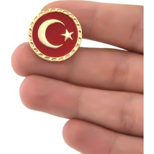 Anahtarlık Sepeti Türkiye Bayrak Kırmızı Rozet 2.5 cm - Gold Görümümlü