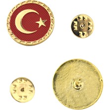 Anahtarlık Sepeti Türkiye Bayrak Kırmızı Rozet 2.5 cm - Gold Görümümlü