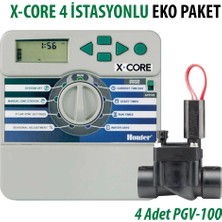 Hunter X-Core 4 Istasyon Iç/dış Mekan Kontrol Ünitesi 24V ve 4 Adet PGV-100-GB 1/" Vana Seti