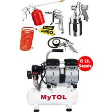 Mytol 8 Litre Yağsız Sessiz Küçük Hava Kompresörü ve Havalı Alet Seti
