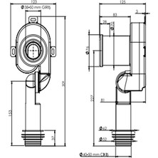 Boden 50/40 mm Yatay Düşey Fonksiyonlu Pisuar Sifonu
