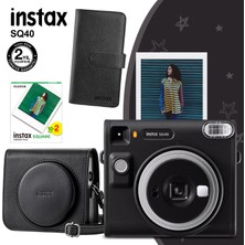 Instax SQ40 Siyah Fotoğraf Makinesi20'li Kare Film Deri Kılıf ve Siyah Albüm