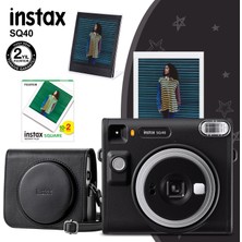 Instax SQ40 Siyah Fotoğraf Makinesi20'li Kare Film Deri Kılıf ve Pleksi Çerçeve