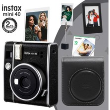 Instax Mini 40 Fotoğraf Makinesi 10'lu Film Deri Kılıf Çerçeve ve Kıskaçlı Foto Stand