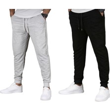 Relax Family Xf Erkek Yazlık Siyah Jogger Eşofman Altı Dar Paça Slim Fit 2 Li Takım