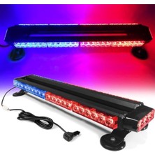 C9 4 Yönlü 30 Ledli Kırmızı Mavi Acil Durum Ikaz Lambası 27 Modlu 54 cm
