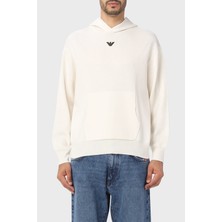 Emporio Armani Relaxed Fit Kapüşonlu Kanguru Cepli Yün Karışımlı Triko Sweat Erkek Sweat 6R1MX7 1mnbz F1F4