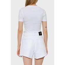 Versace Jeans Couture Pamuklu Logolu Bisiklet Yaka Slim Fit T Shirt Bayan T Shirt 74HAHT06 CJ03T G03