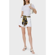 Versace Jeans Couture Pamuklu Logolu Bisiklet Yaka Slim Fit T Shirt Bayan T Shirt 74HAHT06 CJ03T G03