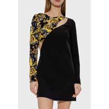 Versace Jeans Couture Logo Desen Baskılı Sırt Dekolteli Regular Fit Mini Kadın Elbise 74HAO910 N0103 899
