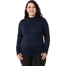 Disentis Modest Büyük Beden Yarım Balıkçı Uzun Kollu Viskon Lacivert Body