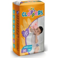 Clappers Bebek Bezi 6 Beden Xlarge (15 + Kg) Jumbo Paket 36 Adet