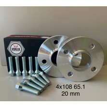 Peugeot Uyumlu Vorlax Spacer 4X108 65.1 20 mm -2 Adet Spacer ve 8 Adet Bijon