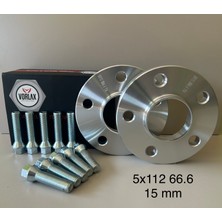 Mercedes-Audi Uyumlu Vorlax Spacer 5X112 66.6 15 Mm- 2 Adet Spacer ve 10 Adet Bijon