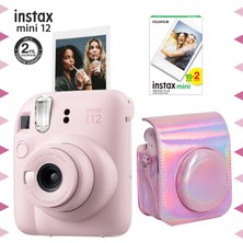 Fujifilm Instax Mini 12 Pembe Fotoğraf Makinesi-20'li Film ve Parlak Kılıf Seti