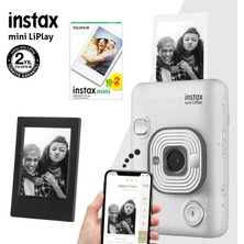 Fujifilm Instax Mini Liplay Hybrid Stone White Fotoğraf MAKINESI-20LI Mini Film ve Çerçeve
