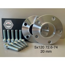 BMW Uyumlu Vorlax Spacer 5X120 74.1 72.6 20 mm - 2 Adet Spacer ve 10 Adet Bijon