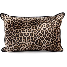 Mikasa Moor Siyah Leopar Kadife 40X60 Yastık Kırlent