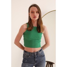 Kaktüs Moda Kaşkorse Kumaş Bisiklet Yaka Kadın Crop Bluz