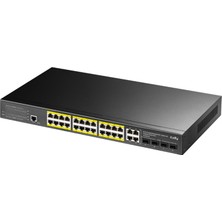 Cudy GS2028PS4 4port Combo,1port KONSOL,24PORT Gigabit 300WPOE Yönetilebilir Rack Mount Metal Switch