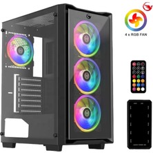 Sprange Cs-1 Bilgisayar Kasası 4 x 120MM Rgb Fan + Controller + Uzaktan Kumanda