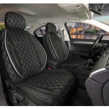 Fresh Start fiat Siena Uyumlu Yarı Deri Oto Koltuk Kılıfı Ön Arka Takım Siyah Beyaz