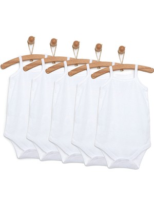 HelloBaby HelloBaby 5li Beyaz Ip Askılı Body Seti Unisex