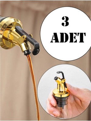 Favori Mutfak Damlatmaz Yağlık Yağdanlık Tıpası Kapaklı Şişe Ucu Servis Aparatı 3'lü Gold