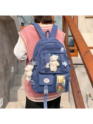 Masoffy Siyah 2021CUTE Kadın Sırt Çantaları Su Geçirmez Çok Cep Naylon Okul Sırt Çantası Öğrenci Kadın Kızlar Için Kawaii Dizüstü Kitap Paketi Mochilas (Yurt Dışından)