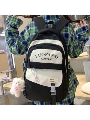 Masoffy Siyah Trendy Lady Kawaii Harajuku Su Geçirmez Kolej Sırt Çantası Moda Kadın Schoolbag Sevimli Kız Seyahat Kitabı Sırt Çantası Kadın Laptop Çantası (Yurt Dışından)