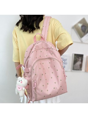 Masoffy Siyah Bayanlar Çiçek Baskı Kawaii Kolej Sırt Çantası Kadın Okul Çantası Trendy Kız Seyahat Kitap Sırt Çantası Moda Kadın Dizüstü Öğrenci Çantaları (Yurt Dışından)