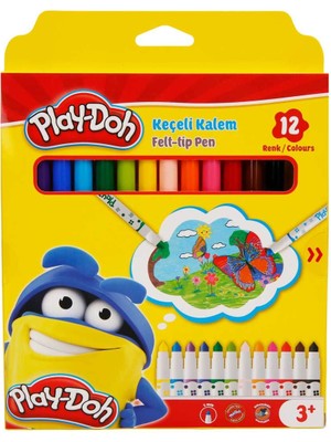 Play-Doh 12 Renk Keçeli Kalem Karton Kutu 5 Mm Ölçüler 17,5 x 2 x 23 cm Ke007