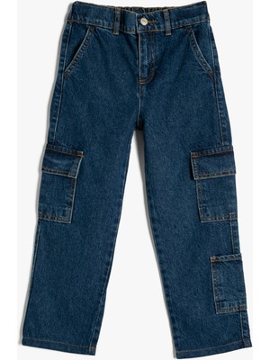 Koton Kargo Kot Pantolon Beli Lastikli Cepli İçten Ayarlanabilir Lastikli Pamuklu