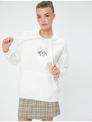 Koton Kapüşonlu Sweatshirt Baskılı Rahat Kesim Kanguru Cepli